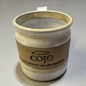 COJO Stoneware Companion On The Journey Mug Cup Tan Beige 3.5" Tall